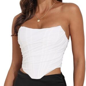 Elegant White Strapless Women's Top